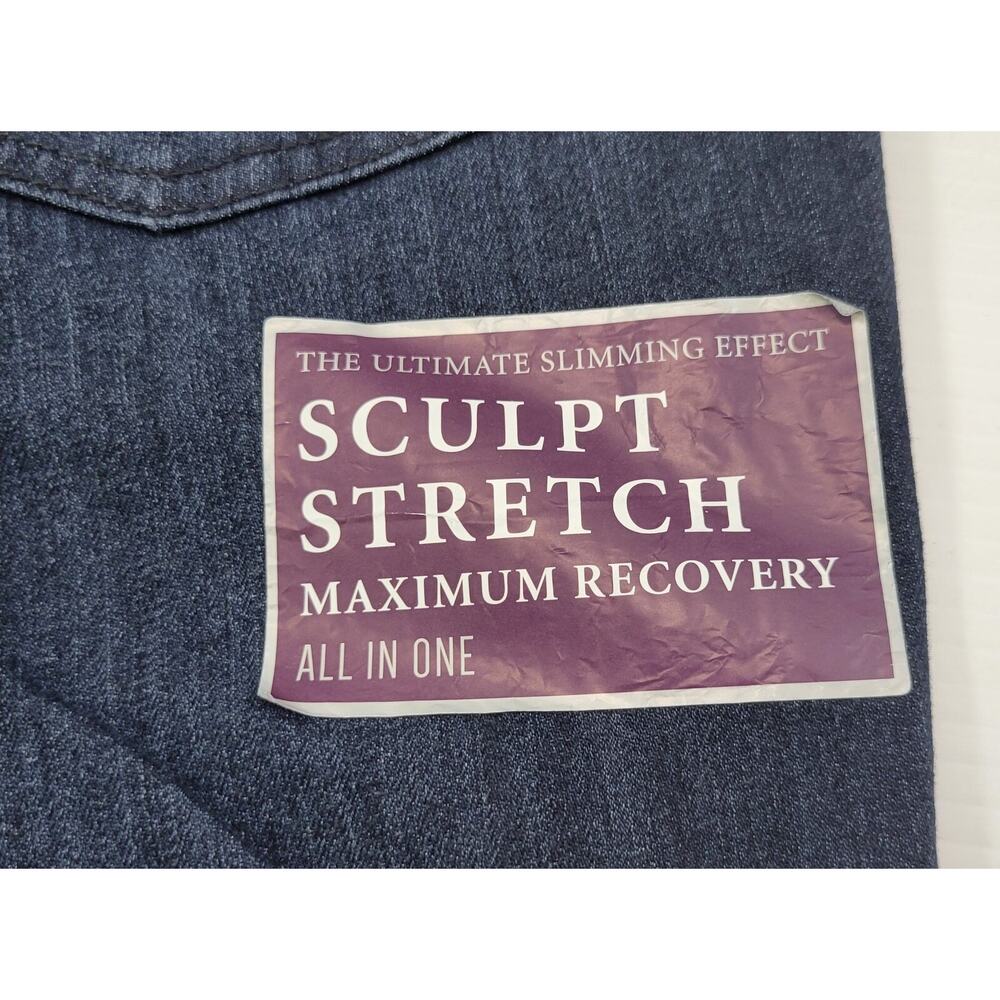 L32) Women's Gloria Vanderbilt Amanda Blue Slimming Jeans Pants Size 16 Short - Picture 5 of 14